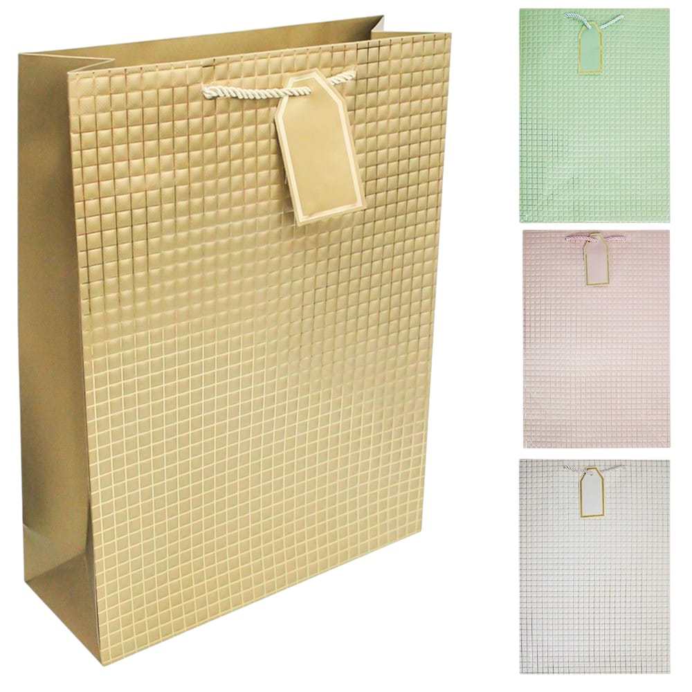 SACOLA PRESENTE LUXO QUADRICULADA 32X26X12CM